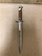 GERMAN WWII K98 MAUSER BAYONET FIXED BLADE COMBAT KNIFE WITH WOODEN HANDLE